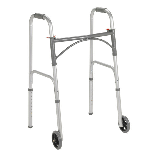 Drive | Steel Folding Walker - Two Button with 5" Wheels - Adult