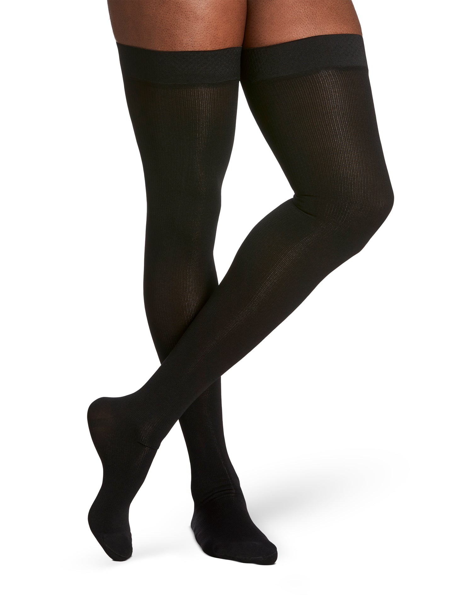 Men's Essential Cotton Thigh-High 20-30mmHg (Black)