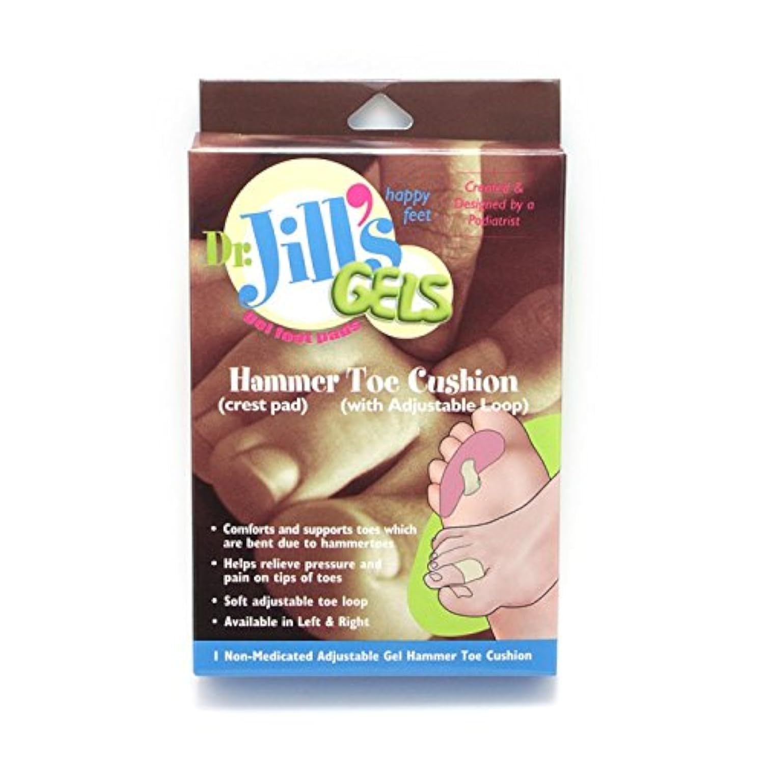 Dr. Jill’s Gel Toe Spreader with Loop - Toe Alignment and Hammer-Toe Cushion, 2-Pack