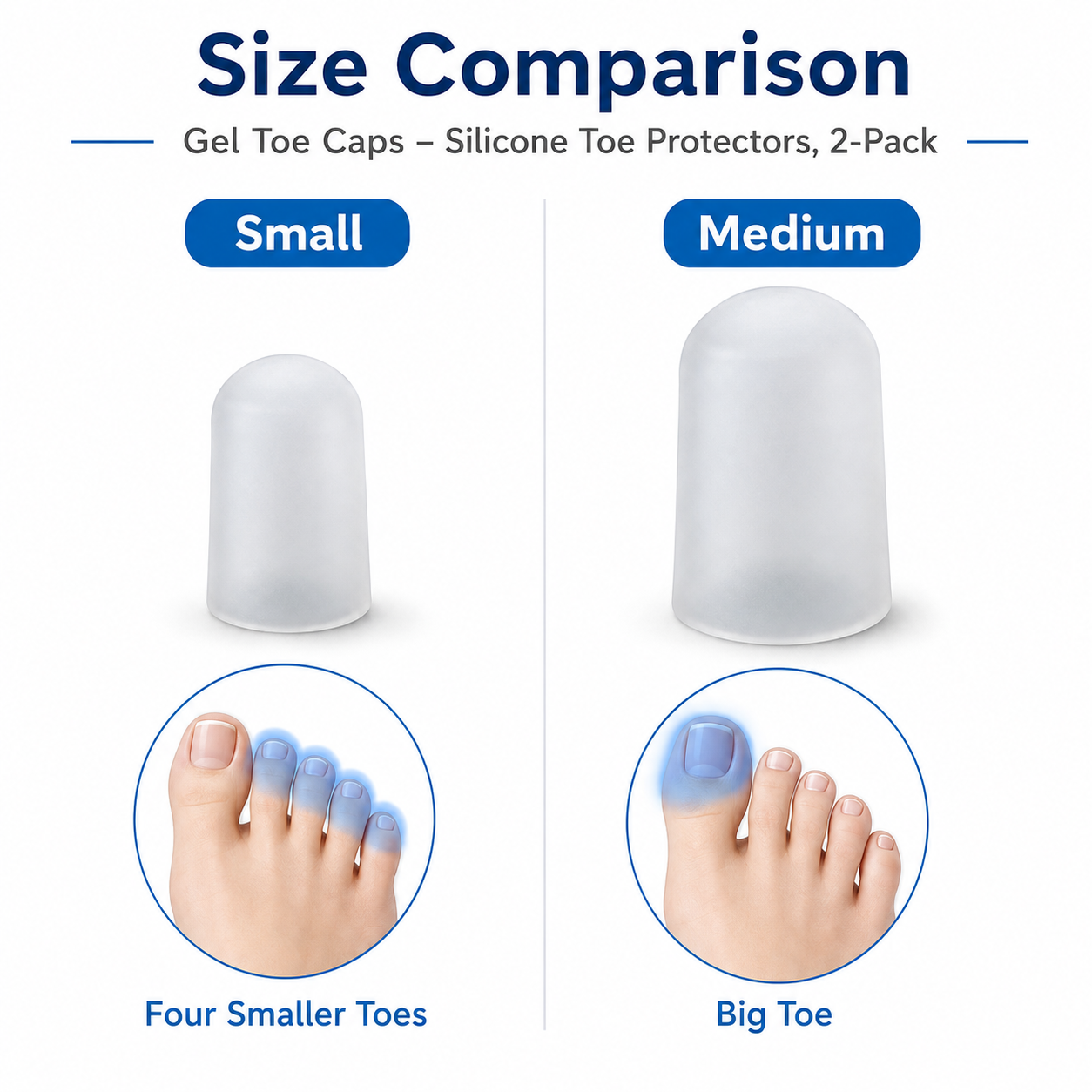 Gel Toe Caps – Silicone Toe Protectors, 2-Pack