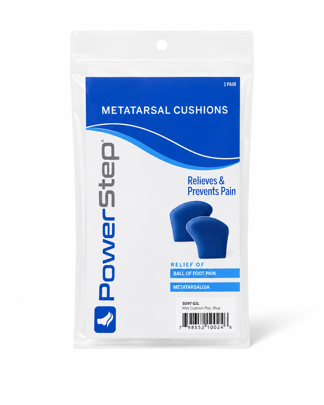 PowerStep Metatarsal Relief Pads – Adhesive Ball-of-Foot Cushions, 1 Pair