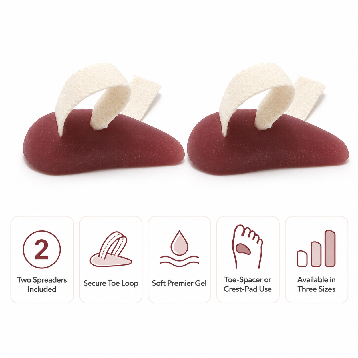 Dr. Jill’s Gel Toe Spreader with Loop - Toe Alignment and Hammer-Toe Cushion, 2-Pack