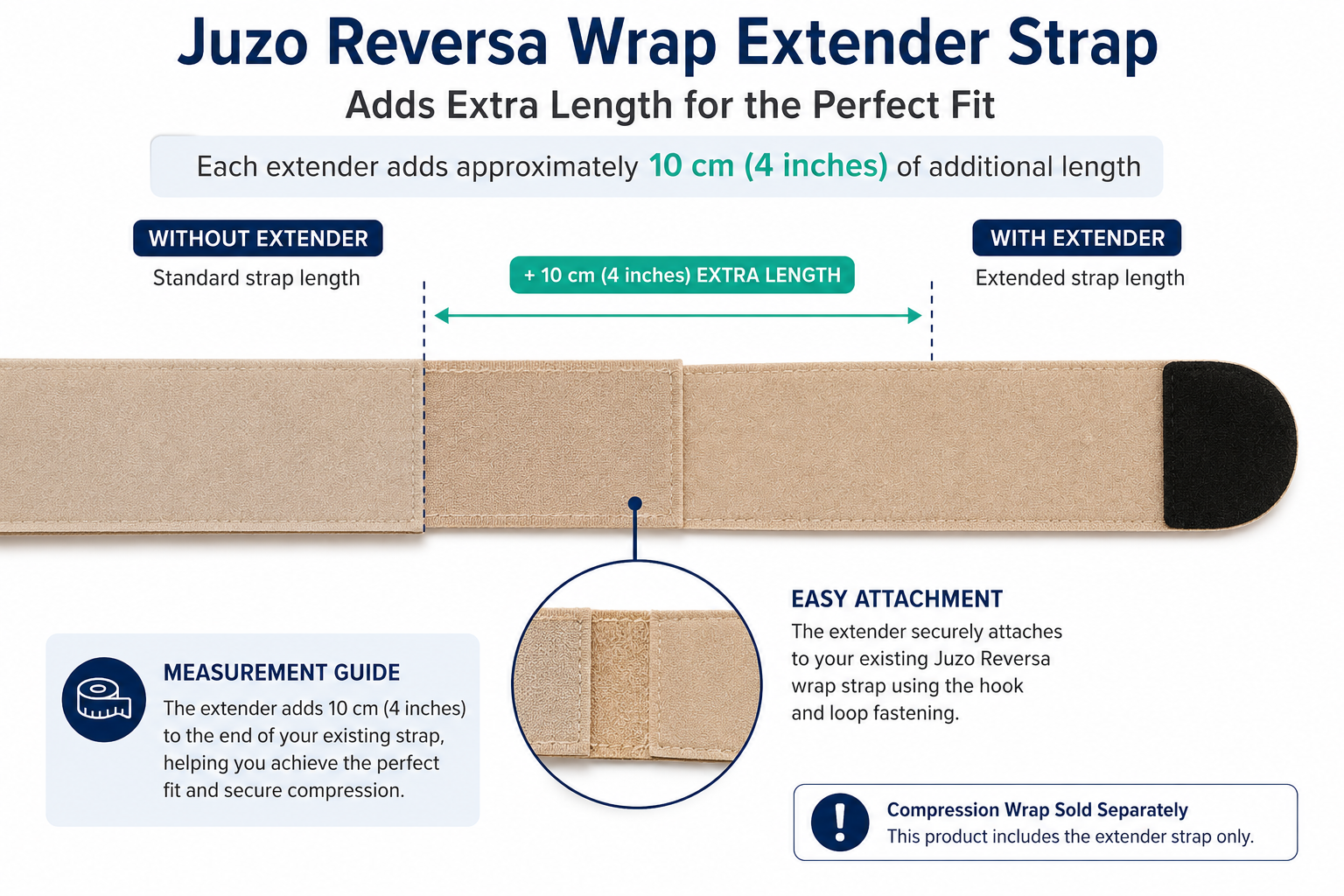 Juzo Reversa Compression Wrap Extender Strap – Adds 10 cm
