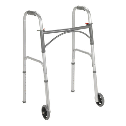 Drive | Steel Folding Walker - Two Button with 5" Wheels - Adult