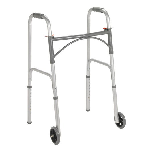 Drive | Steel Folding Walker - Two Button with 5" Wheels - Adult