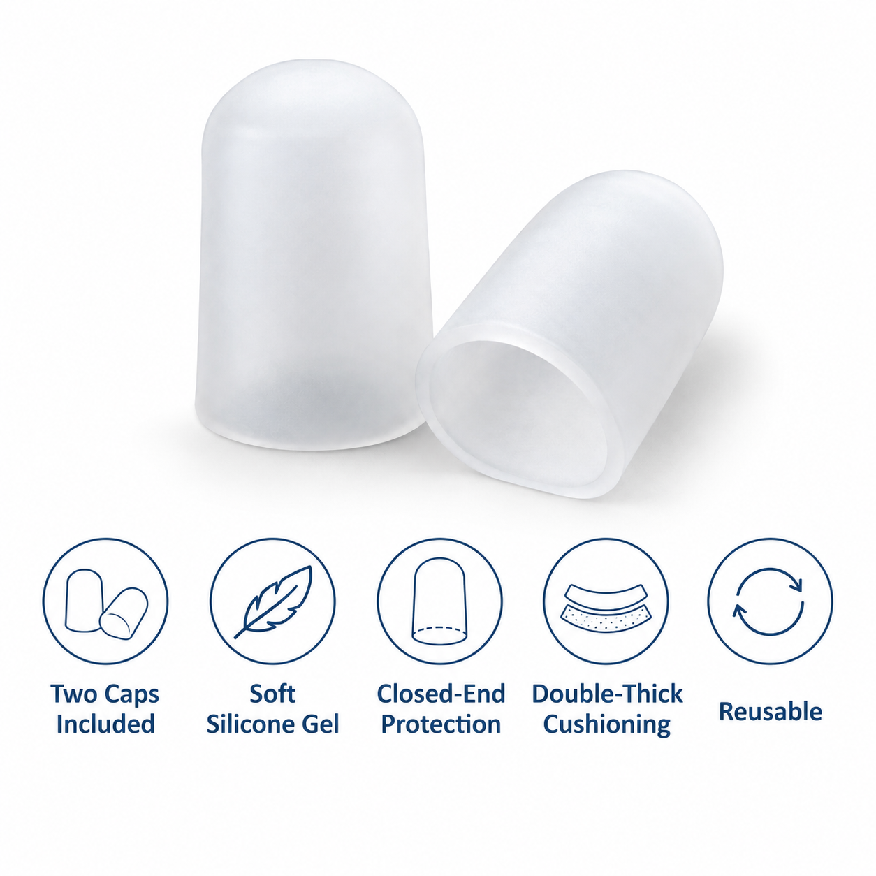 Gel Toe Caps – Silicone Toe Protectors, 2-Pack
