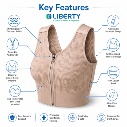 Wear Ease | Karena Vest – Textured Gradient Compression 20-30mmHg with Front Zipper