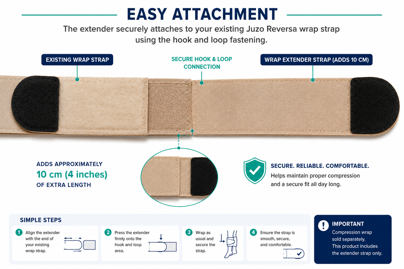 Juzo Reversa Compression Wrap Extender Strap – Adds 10 cm
