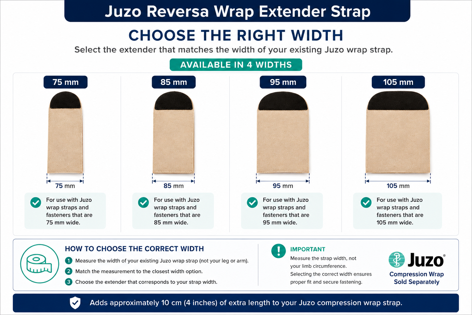 Juzo Reversa Compression Wrap Extender Strap – Adds 10 cm