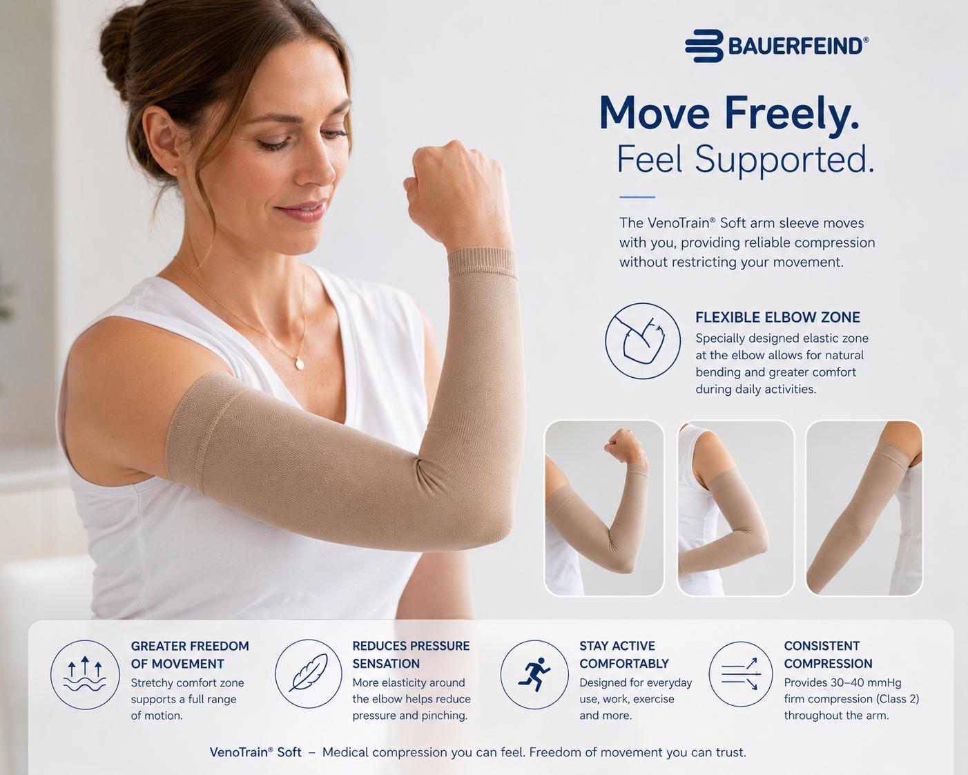 Bauerfeind VenoTrain Soft Arm Compression Sleeve 30–40 mmHg