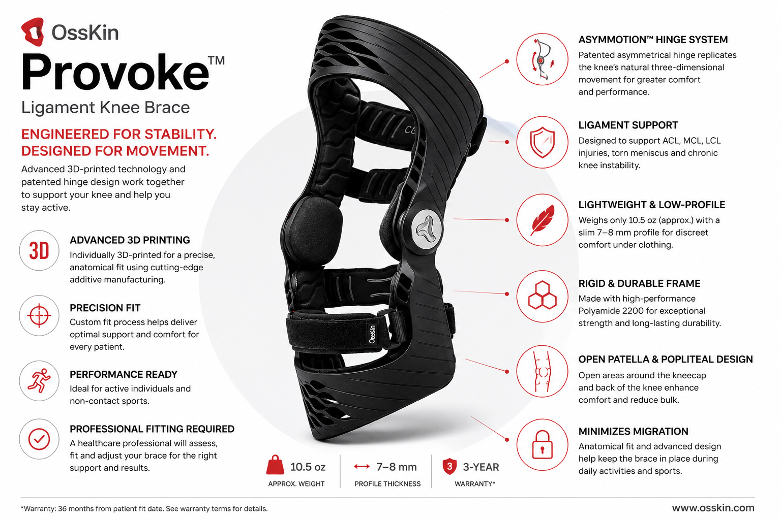 OssKin Provoke™ Ligament Knee Brace