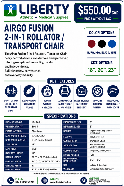 Airgo | Fusion 2-in-1 Rollator + Transport Chair