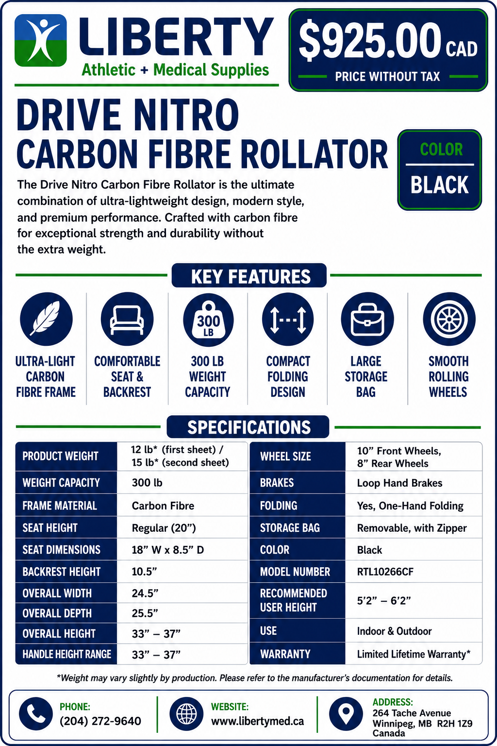Drive | Nitro Carbon Fiber Rollator