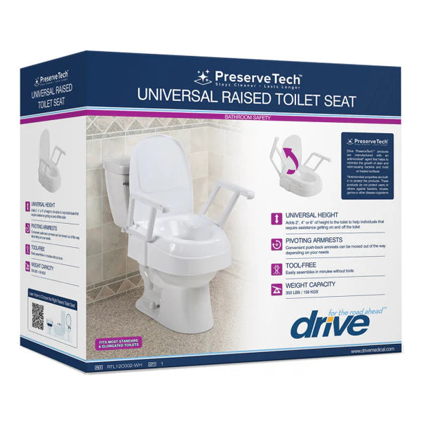 Drive | PreserveTech Universal Raised Toilet Seat w/ Handles